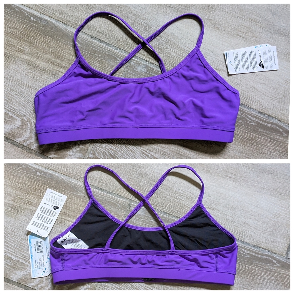 NWT Sporti Cross Back Lycra Swim Top